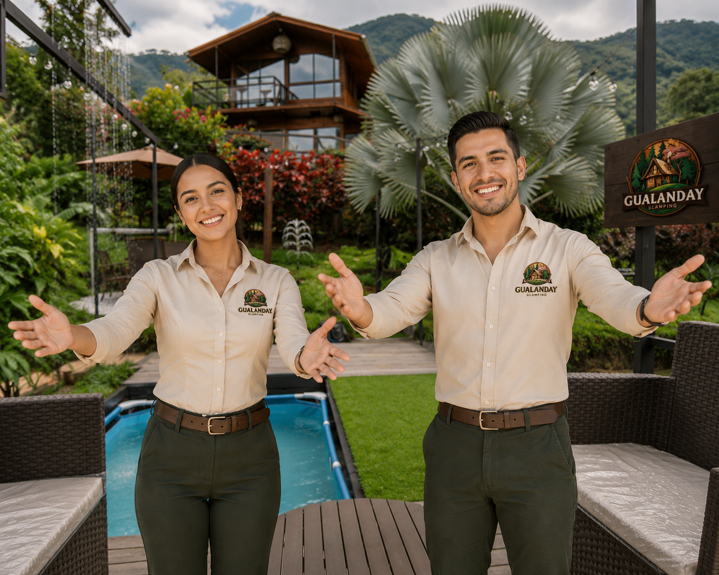 Vista del glamping Gualanday entre la naturaleza de Cocorná, Antioquia